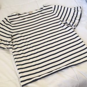 J. Crew Striped Ruffle Sleeve Tee